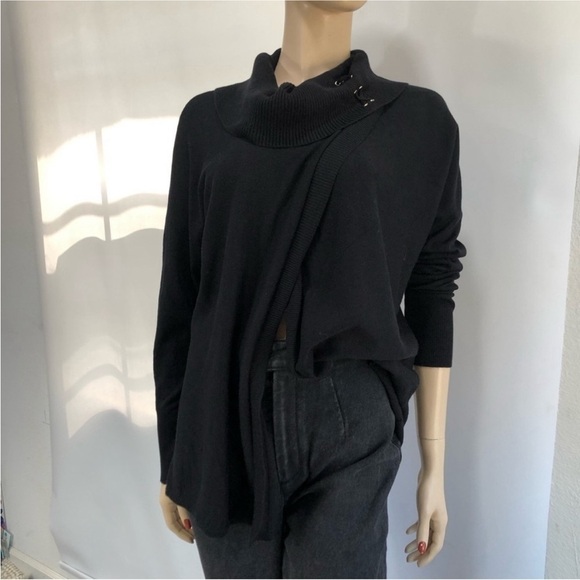 jm collection cut in front sweater black size:M - Picture 11 of 16